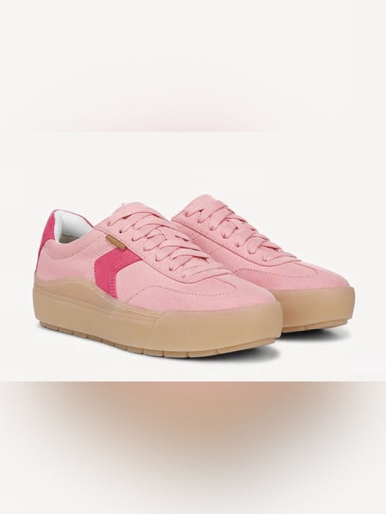 Dr. Scholl's Shoes - Dr. Scholl's Pink Suede  Women’s time off Platform Sneakers with Hot Pink Accent